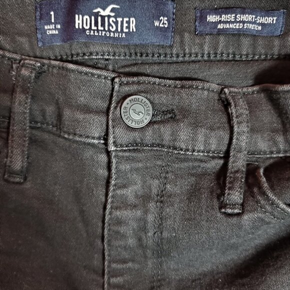 🏆Hollister High Rise Advance Stretch Black Jean Shorts - Picture 4 of 6